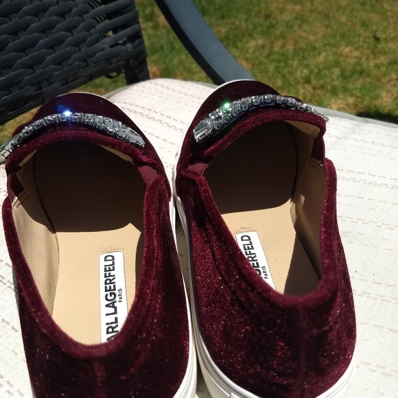 Karl Lagerfeld Shoes Karl Lagerfeld Bejeweled Velvet Ermine Flats